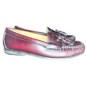 Vintage 90s Cole Haan Mens Leather Slip On Loafers Tassels Sz 10 Red Work Preppy